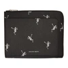 ALEXANDER MCQUEEN BLACK DANCING SKELETON POUCH,5024420I80N