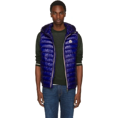 Moncler Hooded Quilted Down Gilet In Blue