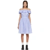 MIU MIU Blue Striped Off-the-Shoulder Dress,MF2789 EN2