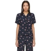 MIU MIU MIU MIU NAVY FLORAL POLKA DOT PYJAMA SHIRT,MK1257 1QBA