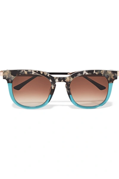 Thierry Lasry Cat-eye Two-tone Acetate And Gold-tone Sunglasses In Turquoise Multi/brown