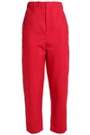 MARNI WOMAN CROPPED WOVEN TAPERED PANTS RED,GB 7789028784461298