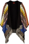 MISSONI WOMAN FRINGED CROCHET-KNIT HOODED CAPE MULTICOLOR,US 2526016084034193