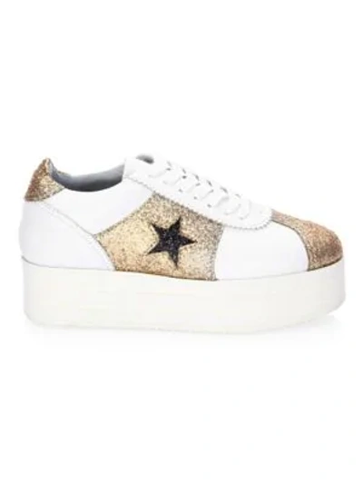 Chiara Ferragni Star Leather Platform Sneaker In White