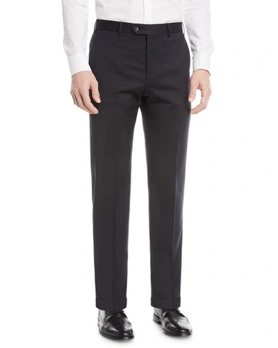 EMPORIO ARMANI BASIC FLAT-FRONT WOOL TROUSERS,PROD205630305