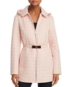 Kate Spade New York Bow-belt Hooded Quilted Coat In Cameo Pink
