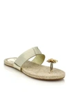 OSCAR DE LA RENTA Angelica Metallic Leather & Jeweled Toe Sandals,0400097315300