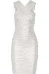 HERVÉ LÉGER BY MAX AZRIA WOMAN STELLA METALLIC BANDAGE DRESS SILVER,US 7371418045419011