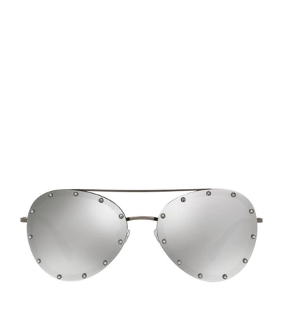 Valentino 58mm Metal Aviator Sunglasses - Silver/ Silver Mirror
