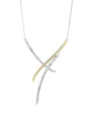John Hardy Sterling Silver & 18k Bonded Gold Bamboo Frontal Necklace, 16 In Metallic