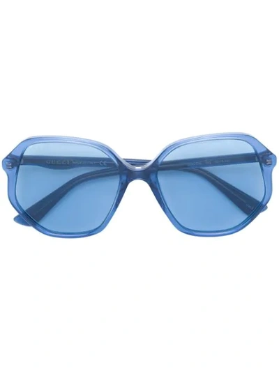 Gucci Clear Oversized Glasses In Blue
