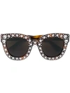 GUCCI HEART SHAPED EMBELLISHED SUNGLASSES,GG0116S12682045