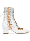 LIUDMILA WHITE CROC DRURY LANE 50 LEATHER LACE UP BOOTS,DRURYLANE50WHITE12548026