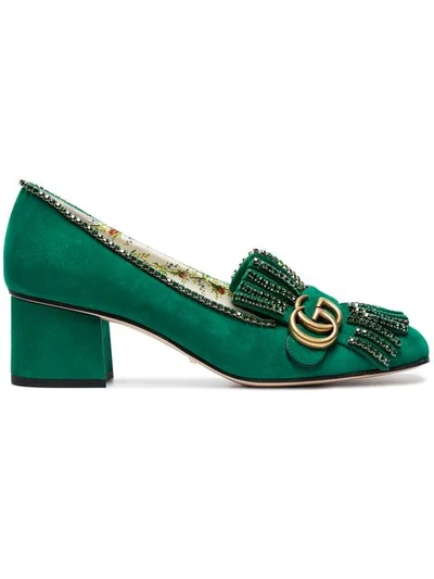 Gucci Green Marmont 55 Suede Pumps