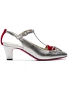 GUCCI SILVER ANITA 55 VELVET AND LEATHER PUMPS,4974840B7F012478290