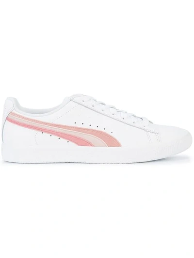 Puma Clyde L Velfs Wn's条纹板鞋 In White