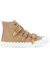 CHLOÉ CHLOÉ EMBELLISHED SNEAKERS - BROWN,CHC18S2109112694886