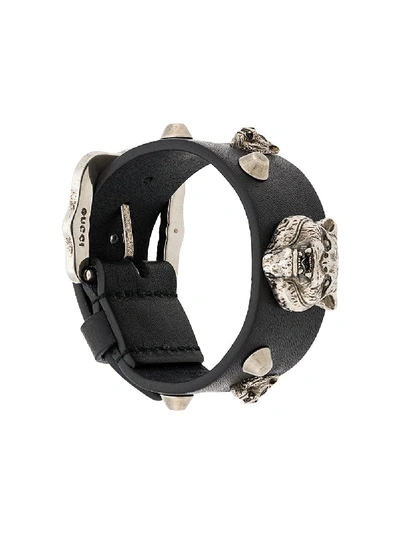 Gucci Wolf Stud Bracelet In Black