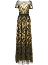 MARCHESA NOTTE MARCHESA NOTTE EMBROIDERED PLUNGE BACK GOWN - BLACK,N19G056412581123