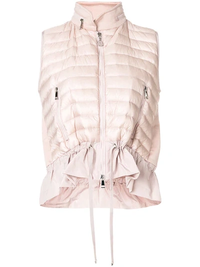 Moncler Blush Quilted Shell And Jersey Gilet In Light Pink