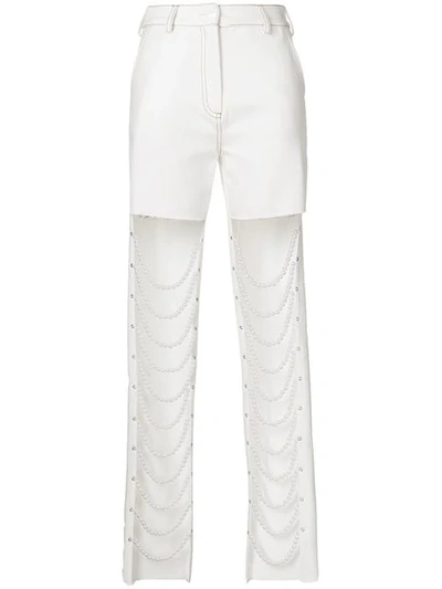 Cristina Savulescu Pearl String Front Slim Fit Jeans - White