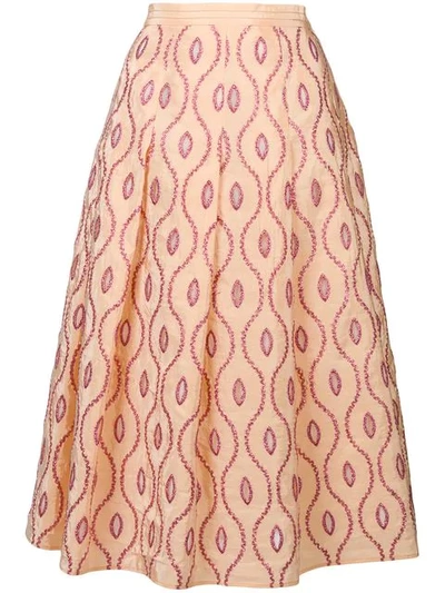 Marni Embroidered-eyelet A-line Midi Skirt In Pink