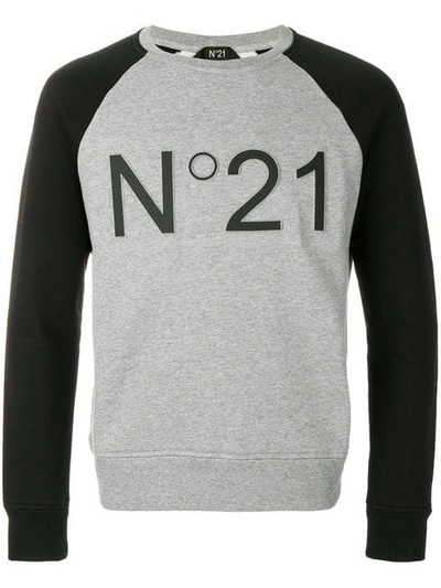 N°21 Nº21 Cropped Logo Sweatshirt - Grey In Grigio Melange
