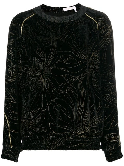 Chloé Embroidered Floral Blouse In Black