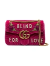 GUCCI PINK GG MARMONT MEDIUM VELVET SHOULDER BAG,4434969FRVT12478421