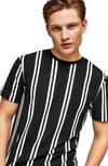 Topman Stripe Pique T-shirt In Black Multi
