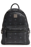 Mcm Mini Stark Side Stud Coated Canvas Backpack In Black