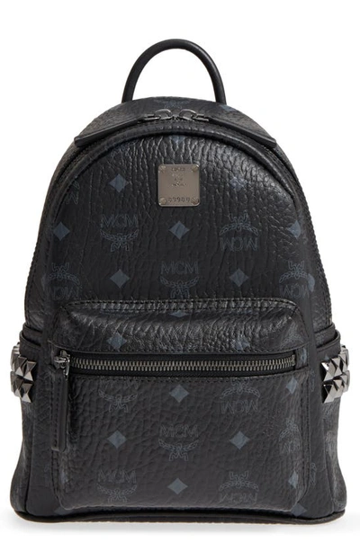 Mcm Mini Stark Side Stud Coated Canvas Backpack In Black