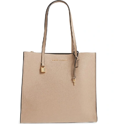 Marc Jacobs The Grind East/west Leather Shopper - Beige In Light Slate Gray/gold