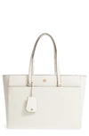 TORY BURCH ROBINSON LEATHER TOTE - WHITE,46334