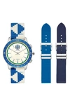 TORY BURCH THE COLLINS HYBRID WOVEN STRAP SMART WATCH SET, 38MM,TBT1205