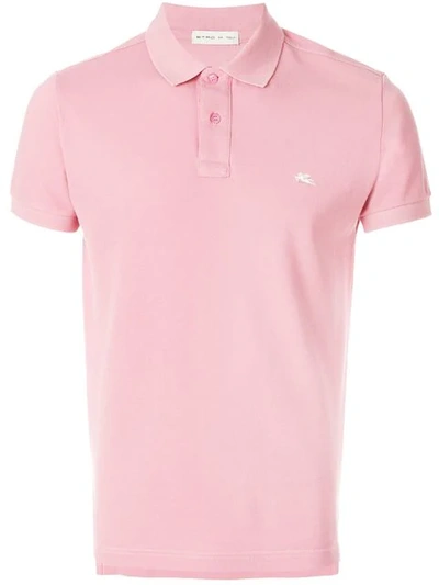 Etro Short Sleeve Polo Shirt In Pink & Purple