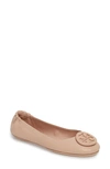 Tory Burch Minnie Quilted Leather Medallion Flats In Island Blue