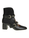RED VALENTINO RED VALENTINO BLACK LEATHER BOOTIE SANDAL WITH APPLIED STUDS,10497282
