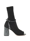 MIU MIU LUREX AND GLITTER-COVERED SOCK ANKLE BOOTS,10499137