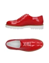 HOGAN HOGAN WOMAN LACE-UP SHOES RED SIZE 7.5 LEATHER,11397219NA 6
