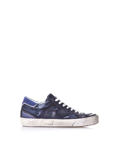 Philippe Model Bercy Blu Leather Sneakers In Basic
