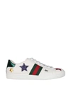 GUCCI ACE EMBROIDERED LEATHER SNEAKERS,10497847