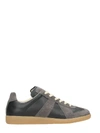MAISON MARGIELA REPLICA BLACK-GREY SUEDE AND LEATHER SNEAKERS,10498836