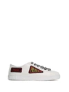 Miu Miu Patches Low-top Leather Sneakers In Bianco