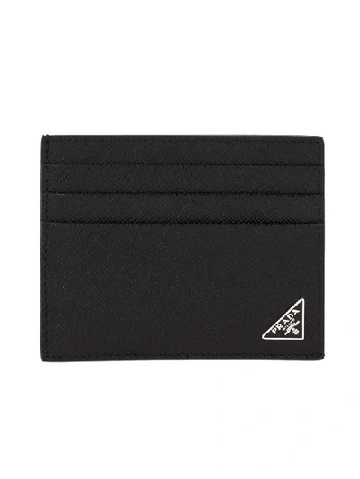 Prada Saffiano-leather Cardholder In Black