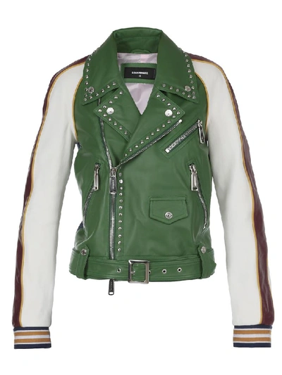 Dsquared2 Leather Jacket In Multi