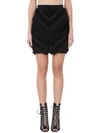 Balmain Woman Fringed Stretch-cotton Mini Skirt Black In Black