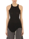 RICK OWENS VISCOSE BLACK TANK TOP,10500665