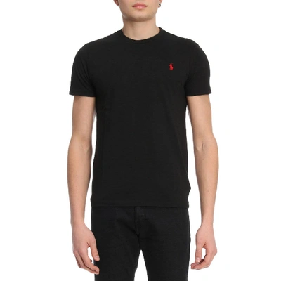 Polo Ralph Lauren Logo-embroidered Cotton-jersey T-shirt In Black