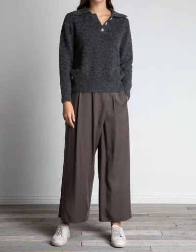 124 Voltaire Henley Sweater In Dark Grey